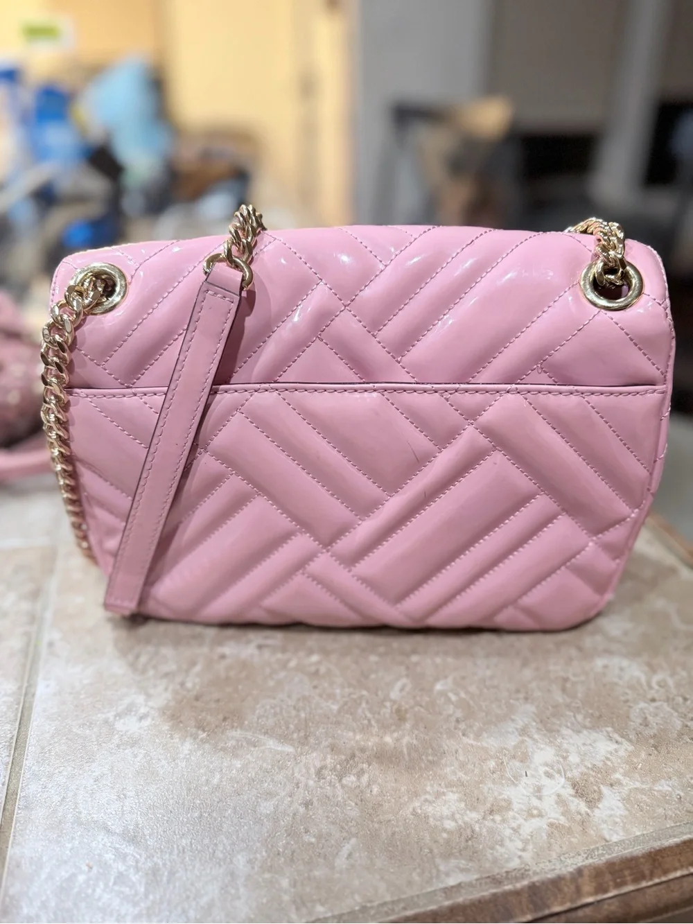 Michael Kors Pink Quilted Shoulder Bag with Gold Chain